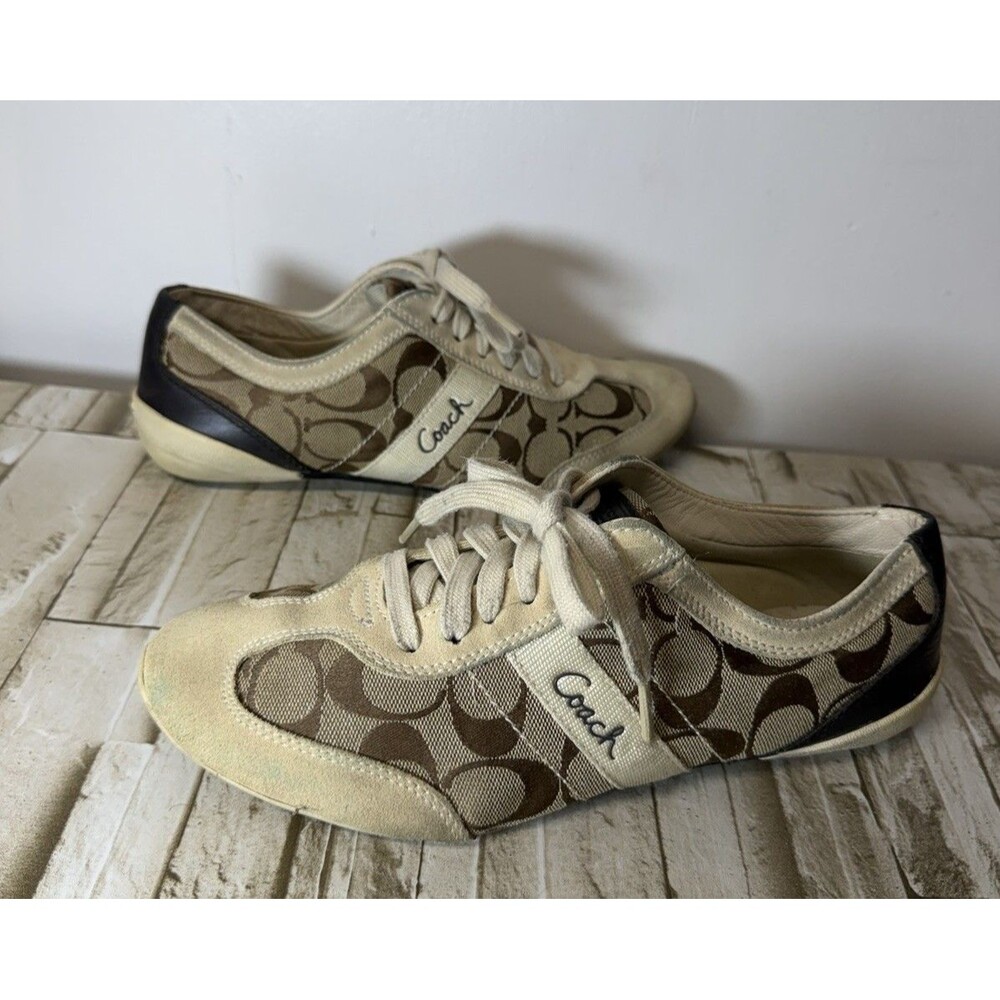 VTG COACH Baylee Signature C Sneakers Casual Shoes Women's Beige 8